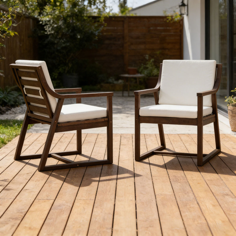 Ensemble de fauteuils d'extérieur en bois, Moka