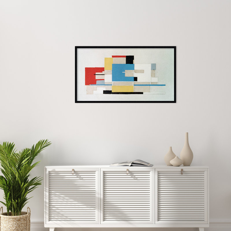 «Color Study For Architecture», reproduction d'art encadrée sur papier par Theo Van Doesburg, Noir, H 23 po x l 41 po