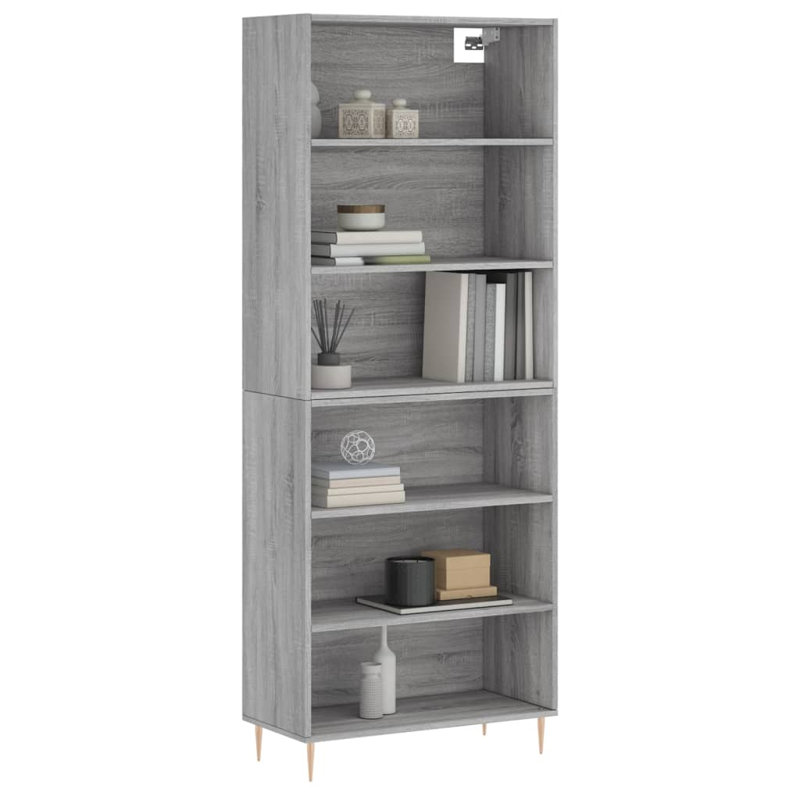 Aldery 180cm H x 69.5cm W Standard Bookcase, Concrete Grey