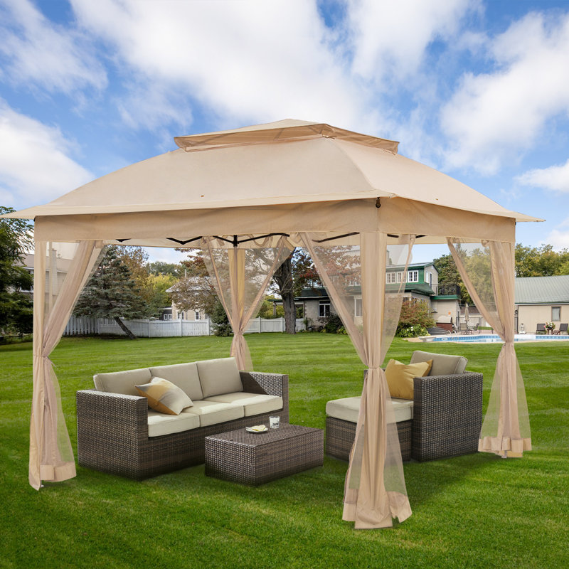 Pop Up Patio Straight Leg 11 Ft. W x 11 Ft. D Steel, Khaki