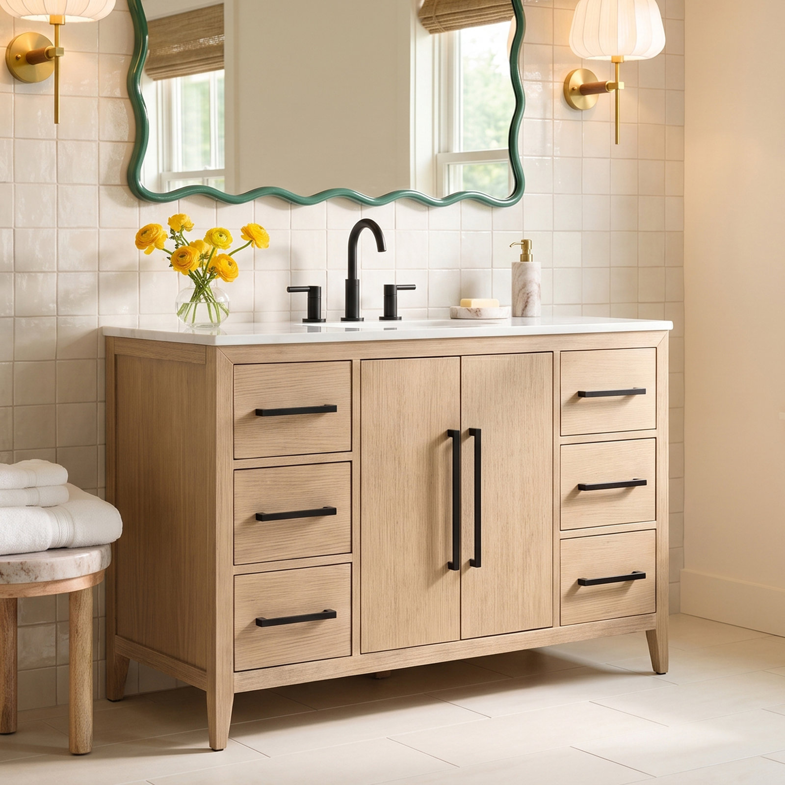 Alsup 48'' Single Bathroom Vanity, Wire Brushed Oak
