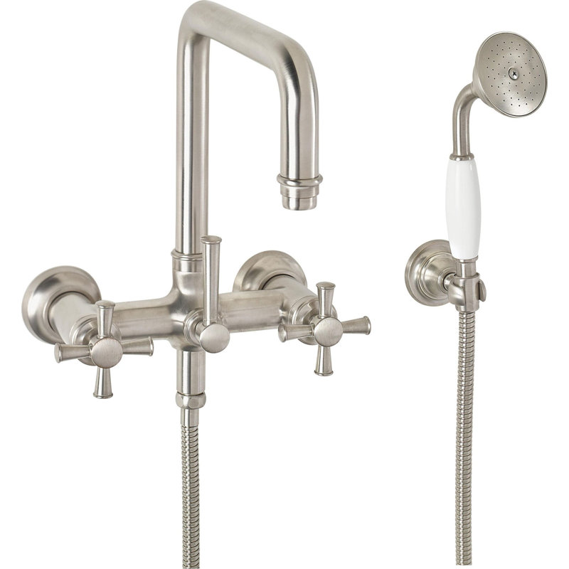 Hermosa Tub Filler, Satin Nickel, Cross