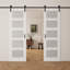 Portes de grange coulissantes en verre en bois blanc H 84 po x l 48 po x 5 po avec quincaillerie d'installation et surface amortie à fermeture douce-102714975-102714980-116466620