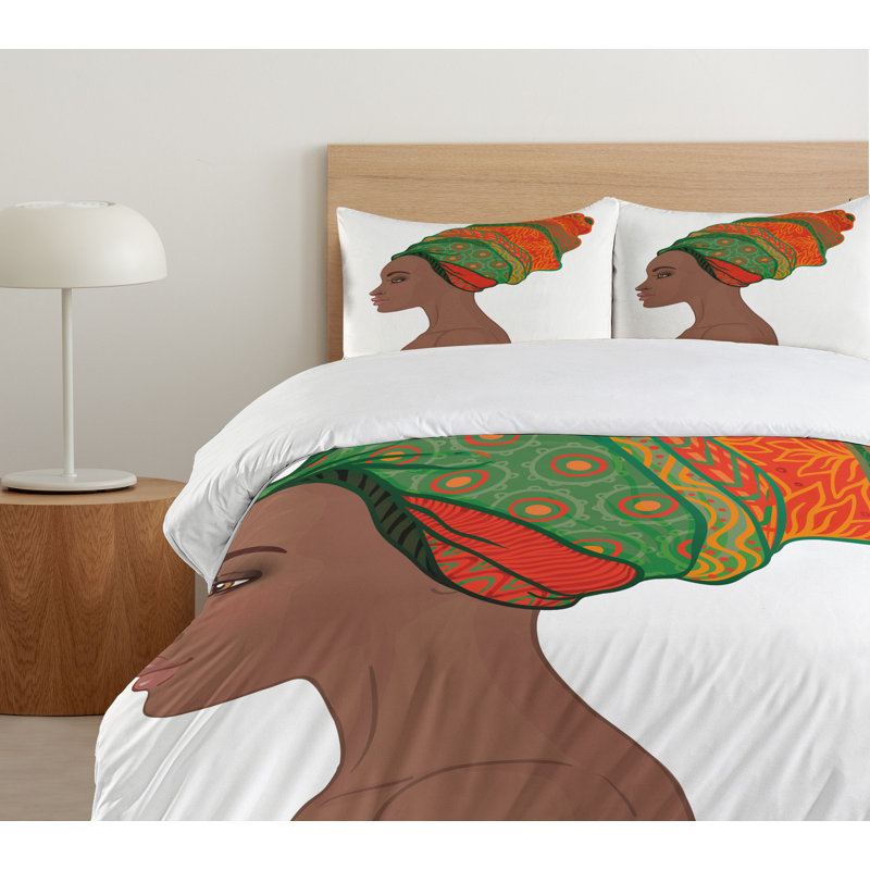 Twin Scarlet Green Chocolate African Duvet Cover Set