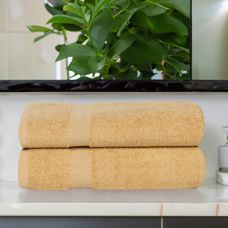 Franklin 100% Cotton Lightweight Quick-Drying Bath Sheet, Gold, 2 Pieces Towel Set