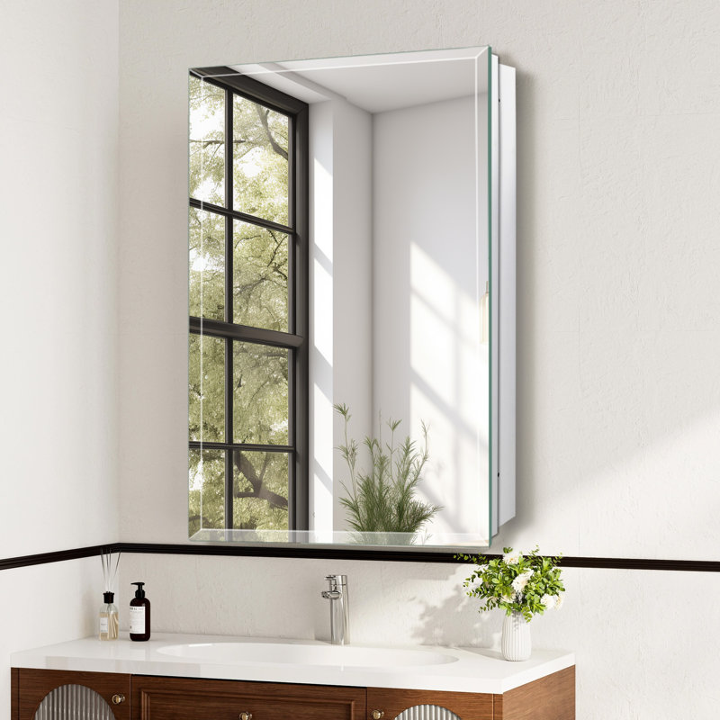 Armoire à pharmacie de 22 x 30 pouces avec étagères réglables, armoire à miroir de salle de bain à montage en surface ou encastré