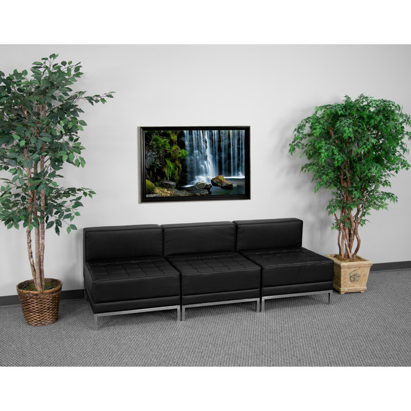 Hercules Imagination Series 3 Piece LeatherSoft Modular Lounge Set with Taut Back and Seat, Black