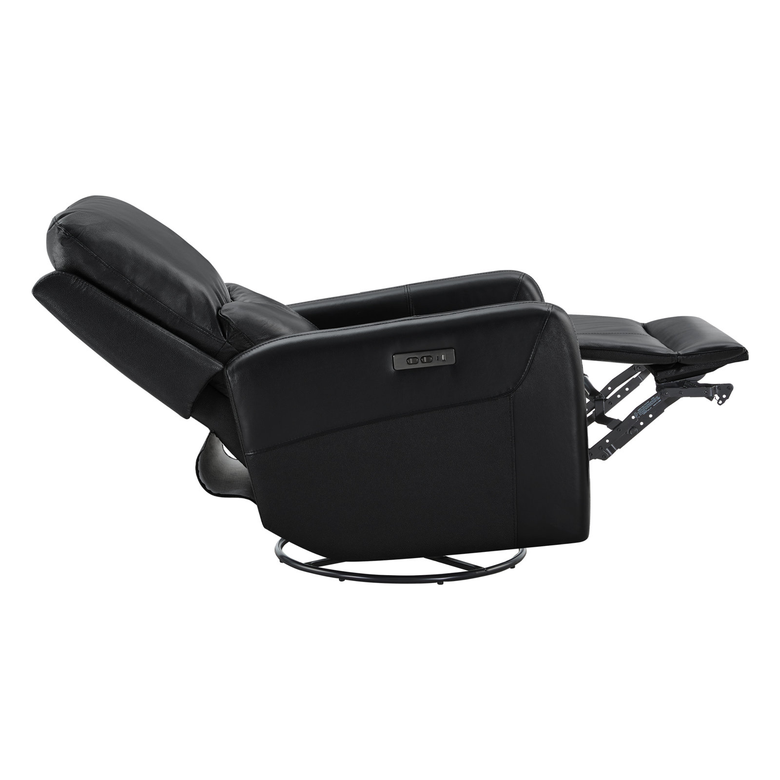 Genuine Leather Swivel Power Recliner, Florida Black