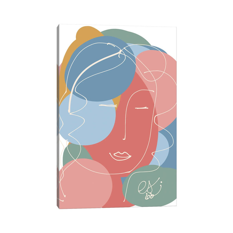 Pastel Abstract Portrait Of A Woman by Emmanuel Signorino - Wrapped Canvas Print, 152.5 cm H x 101.5 cm W
