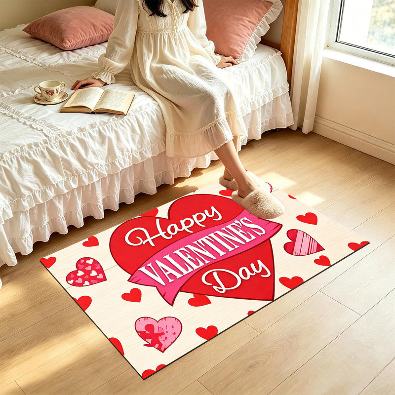 Tapis de porte d'extérieur antidérapant JYK, 20 po x 32 po, Happy valentine cœur, Joyeuse Saint-Valentin, 20 po x 32 po