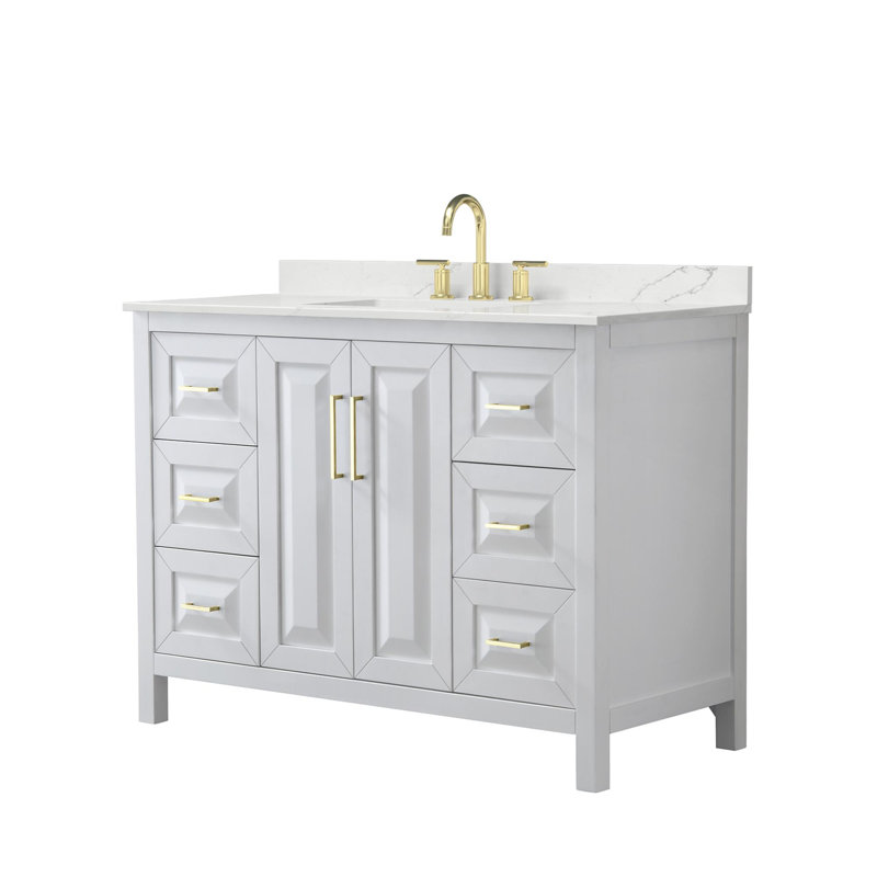 Daria 48'' W Vanity, Giotto Quartz, White, Brushed Gold