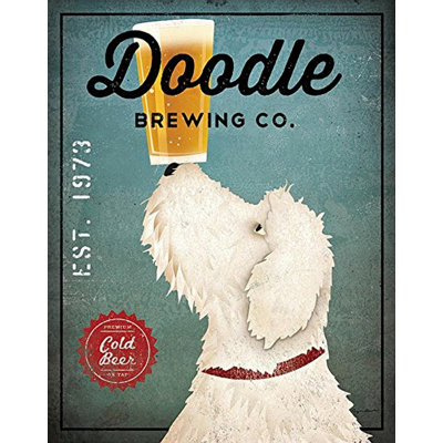 Reproduction d’art graphique sans cadre sur papier "White labradoodle Brewing" par Ryan Fowler