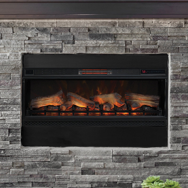 SpectraFire Plus Electric Fireplace Insert, 17.64" H x 42.83" W x 8" D, 3D SpectraFire Plus with Glass Ember Bed