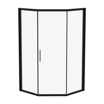 Porte de douche de coin de l 42 po x H 76 po avec verre trempé de 8 mm et cadre noir mat - ouverture de passage, conception peu encombrante