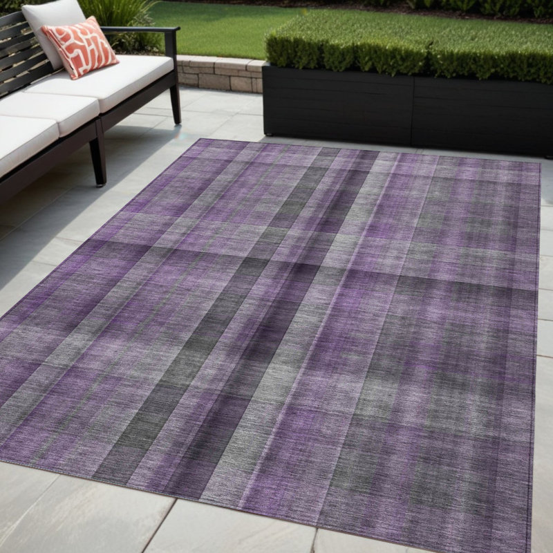Tapis d'intérieur lavable antidérapant à carreaux mauve 5 pi x 8 pi