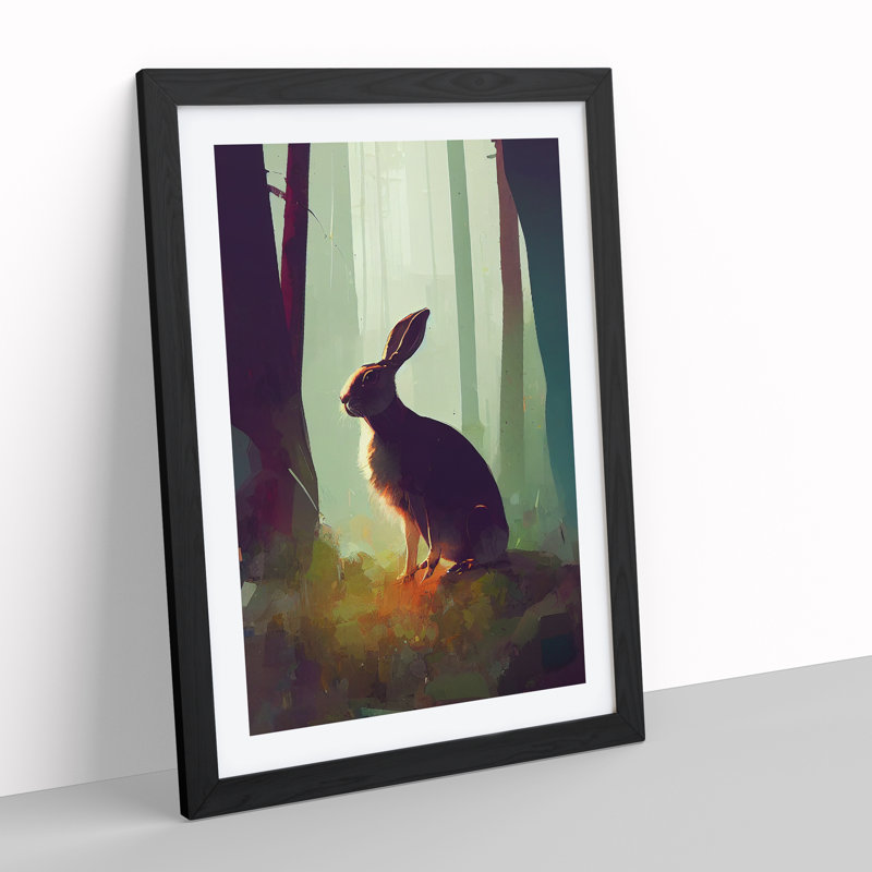 Hare In The Forest - Single Picture Frame Print, 46cm H x 34cm W x 2cm D, Black
