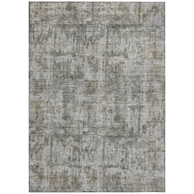 Mezzara Gray Washable Indoor-Outdoor Rug - LOOMLAN