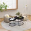 2 tables basses gigognes rondes de 27,6 pouces avec structure en marbre et en métal ferme pour le salon, la chambre, le balcon, la table noire, 2 pièces, le plan de travail en marbre, la chambre à coucher, le balcon, la cour et le bureau-804479568-804479580