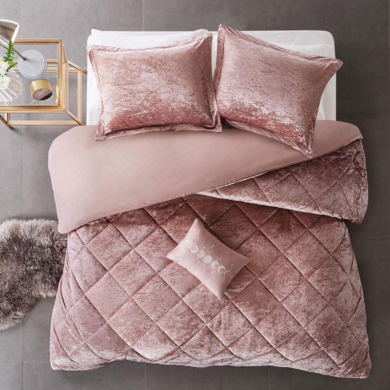 Housse de couette en velours rosé pour très grand / très grand lit, design élégant et luxueux exquis, Rosé
