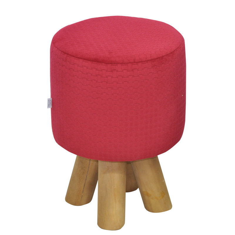 Kivi Solid Wood Accent Stool, Red