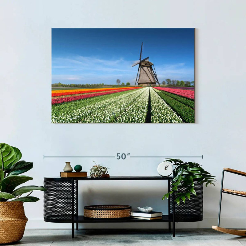 Moulin à vent et tulipes Alvord, H 30 po x l 45 po