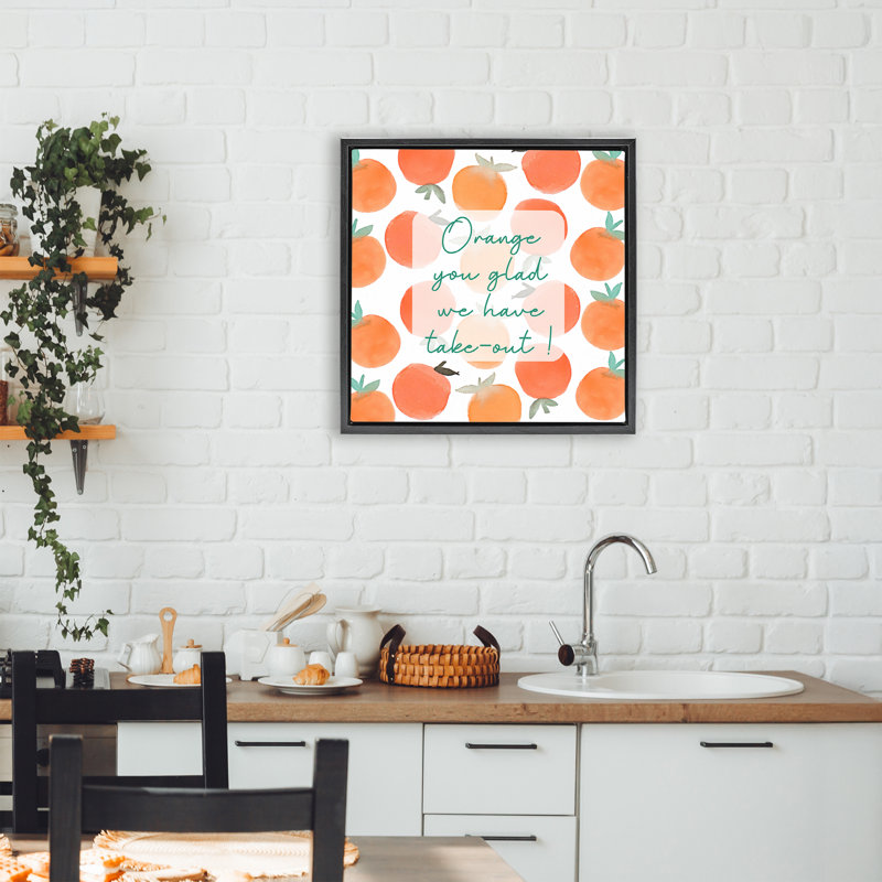 Cadre flottant orange «You Glad», conception par Emily Navas, Cadre flottant noir de jais, H 18 po x l 18 po