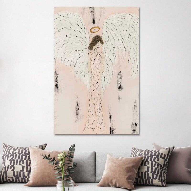 «Pink Farmhouse Angel» par Ashley Bradley - impression, H 60 po x l 40po x P 1,5 po