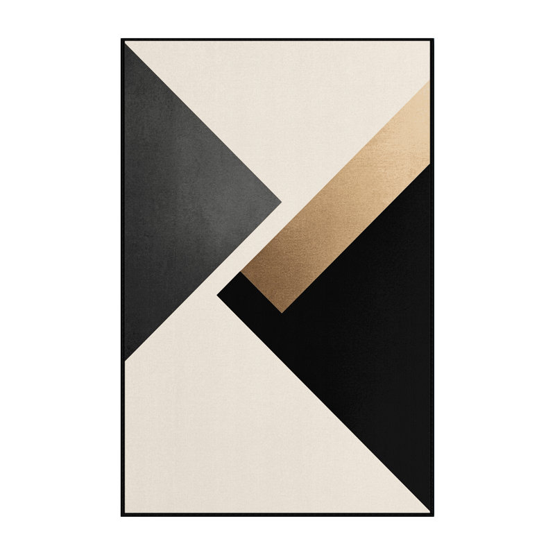 Tapis beige lavable à la machine à motif géométrique minimaliste Arverne, 7 x 9