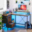 Bureau en L avec prises de courant, bureau d'ordinateur avec tiroirs, tablettes, pour les jeux, le travail en coin, le bureau personnel, le bureau-1119516321
