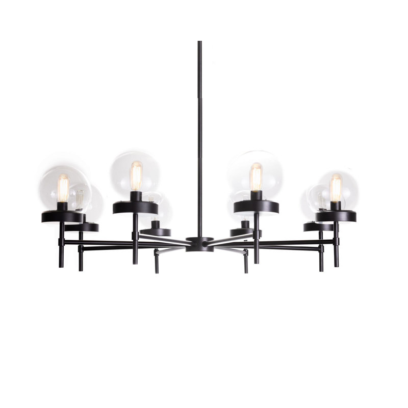 Lustre 8 lumières Yonit, Noir, Transparent