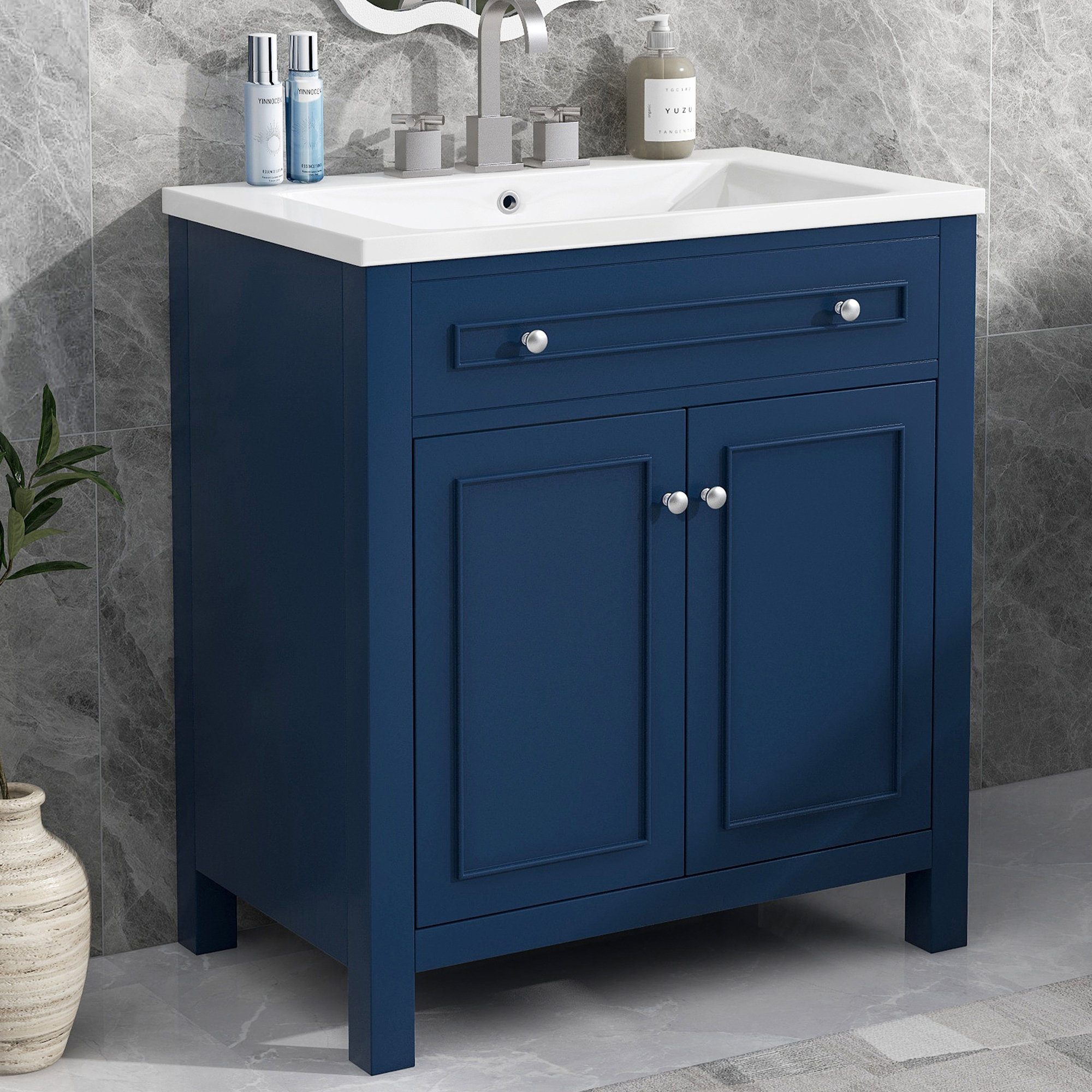 Ebern Designs Thedford 30'' Single Bathroom Vanity with Ceramic Top ...