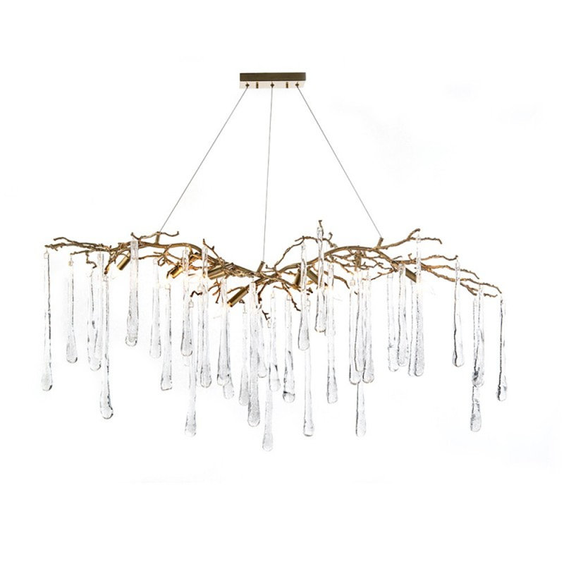 Lustre en verre clair à deux niveaux Light Bijout II, Noir / blanc, H 55 po x l 36 po x P 36 po, Laiton antique