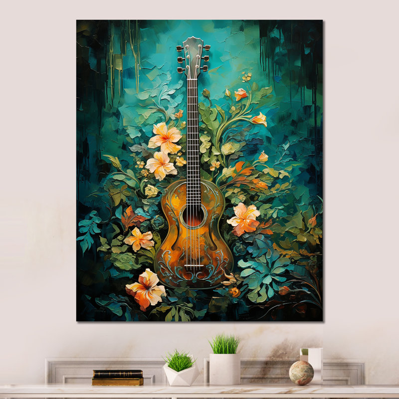 «Euphonic Tropical Teal Guitare Music» sur, H 20 po x l 12 po x P 1 po