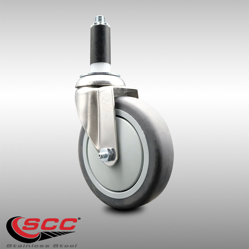 Roue extensible pivotante en caoutchouc thermoplastique 316SS