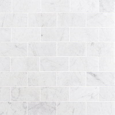 Carreau de métro blanc en marbre poli 3 po x 6 po Carrara