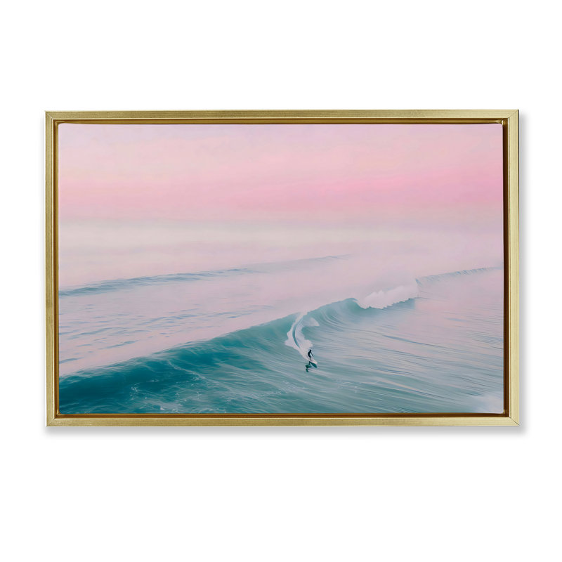 Cadre flottant rose pastel au coucher du soleil, design par LSR Design Studio, H 17 po x l 25 po
