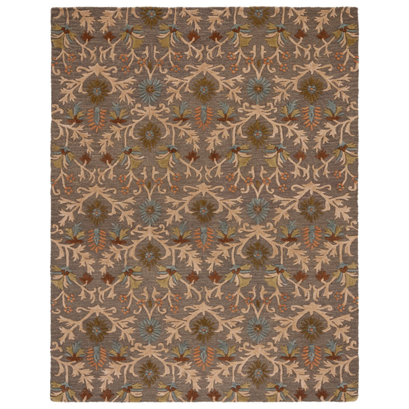 Cannen Hand Tufted Wool Floral Rug, Rectangle 8' x 10'