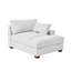 Chaise longue surdimensionnée rembourrée en chenille blanc cassé avec accoudoirs et coussins décoratifs-1717313410