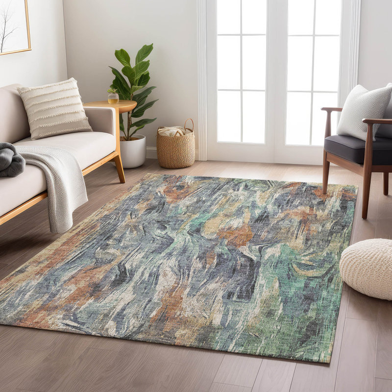 Machine Washable Indoor/Outdoor Howle ACN2269 Abstract Rug, Rectangle 3' x 5'