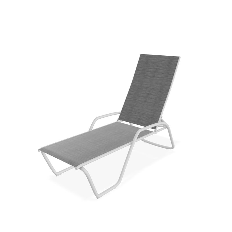 Outdoor Rust-Resistant Metal Chaise Lounge, Textured White, Collect Charcoal