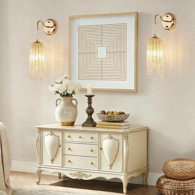 Ensemble de 2 appliques murales en cristal doré, applique murale à pampille de luxe moderne avec base E12, éclairage de meuble-lavabo câblé pour le salon de la salle de bain