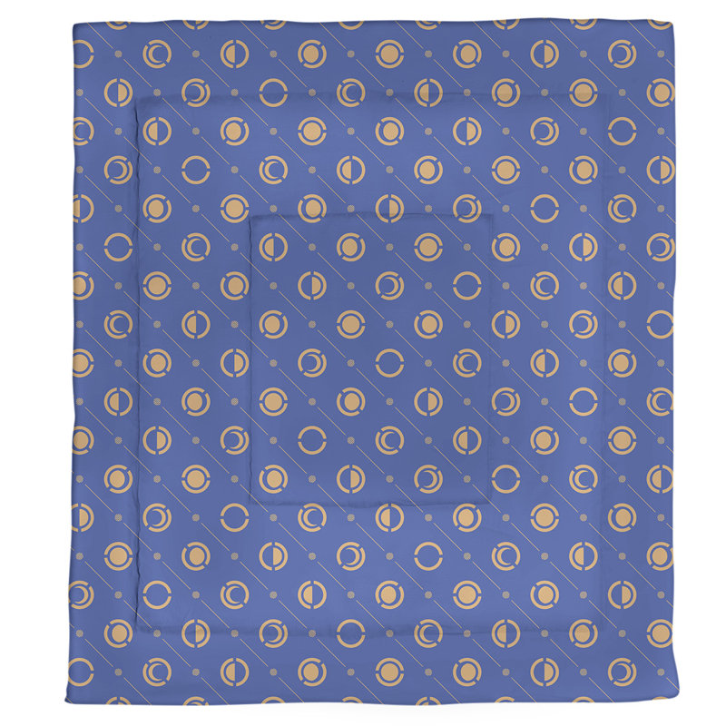 Édredon simple réversible en microfibre à deux couleurs Moon phases, Édredon simple TG, Bleu/orange