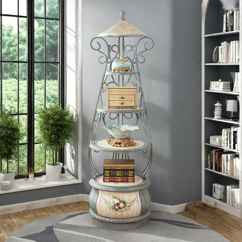 Vitrine multicouche de style américain, Bleu cendré