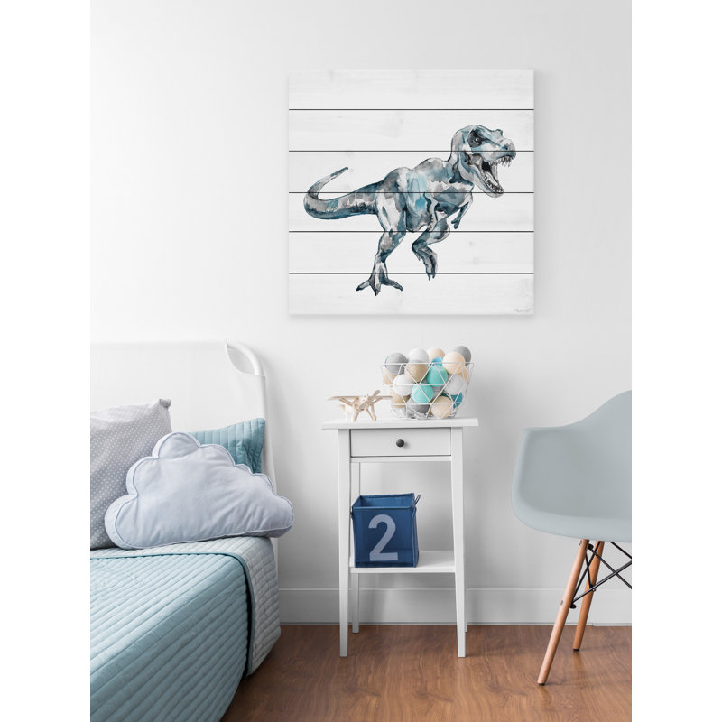 Gagliano Mighty T-Rex Print on White Wood, 32" H x 32" W x 1.5" D