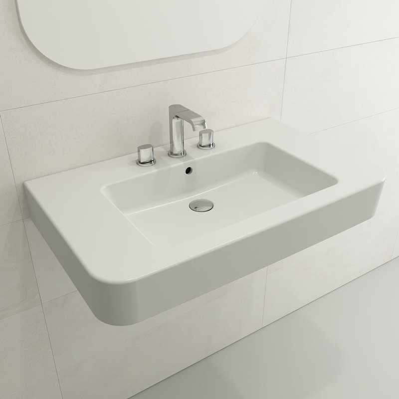 Parma 33.27'' L Bathroom Sink, Matte White, Single-Hole
