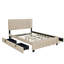 Lit plateforme tapissier en velours avec 2 tiroirs et 1 lit gigogne-1340749850