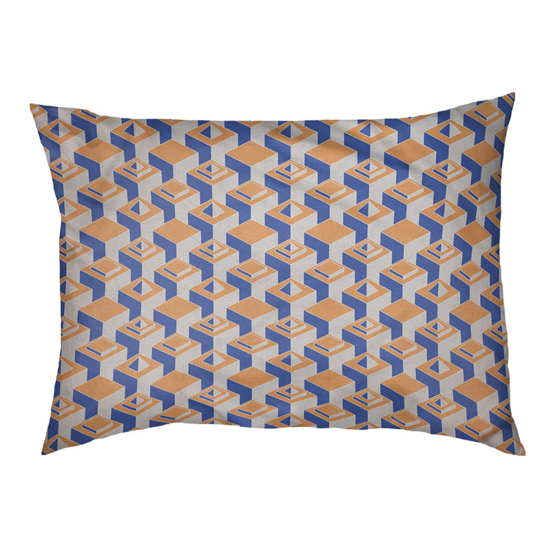 Coussin pour chien intérieur à motif skyscrapers Chen, Grand (l 50 po x P 7 po x H 40 po), Orange / Bleu