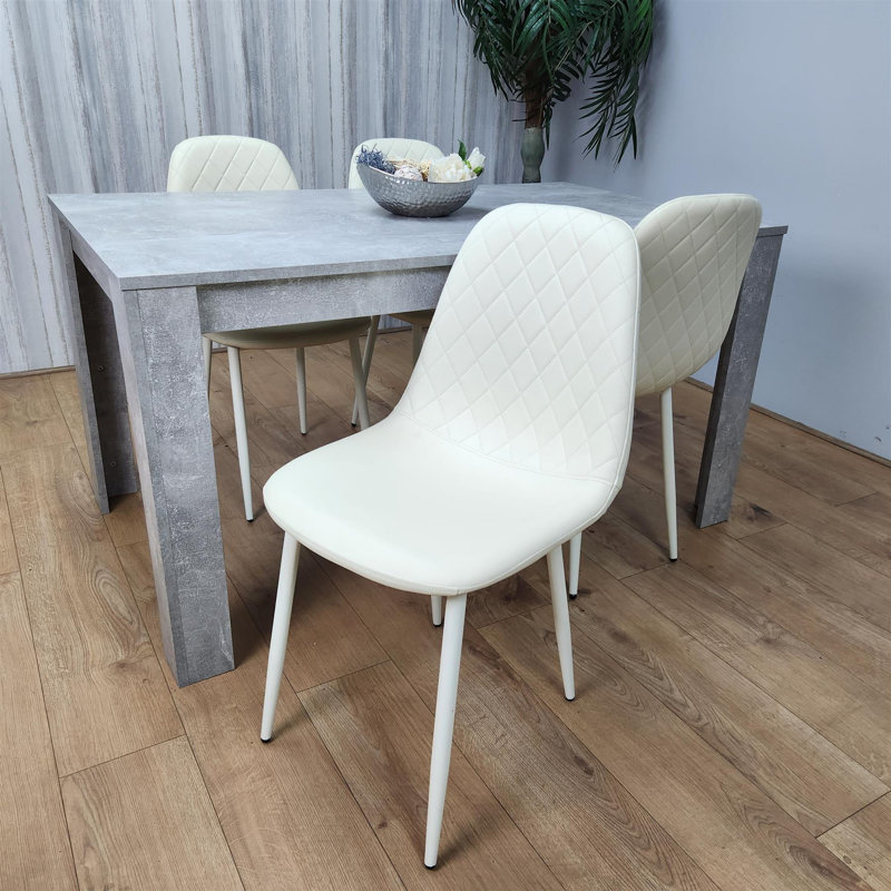 Aghaboy 4 - Person Dining Set, Cream, White, 75cm H x 117cm W x 77cm D