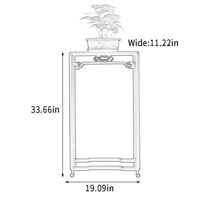 Support en bois massif: teinte chaude, grain transparent et artfu, H 33,66 po x L 19,09 po x P 11,22 po, Brun