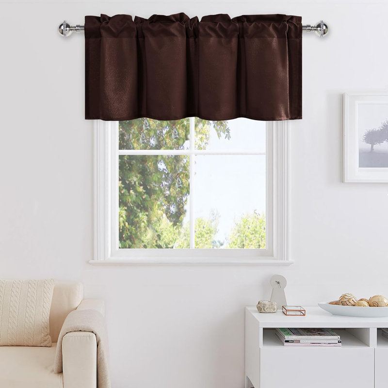 1 Panel Valance Curtains for Living Room, Kitchen Valance for Windows, Basement Window Curtains, 42 X 18 Inch, Chocolate